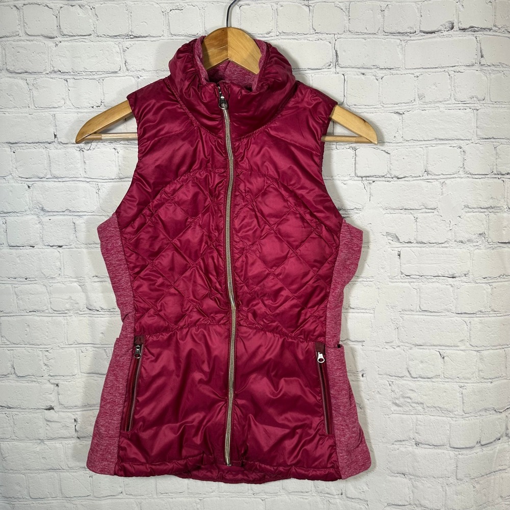 Lululemon Down For A Run Vest Berry Pink Quilted Goose Down Puffer 6‎